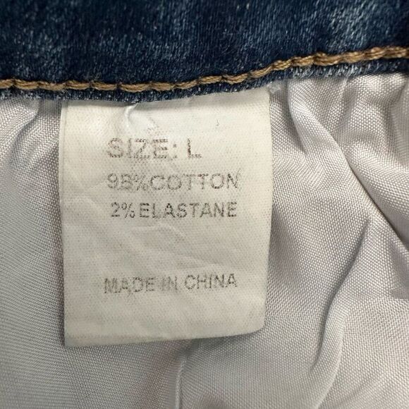 H&M High Rise Raw Cut Frayed Hem Distressed Ankle Denim Jeans Medium Wash Large - Picture 3 of 3